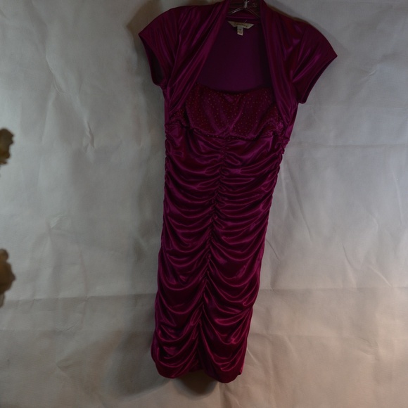 Bodycon Pink Beaded Rouched Dress SZ S Speekless - Picture 4 of 8